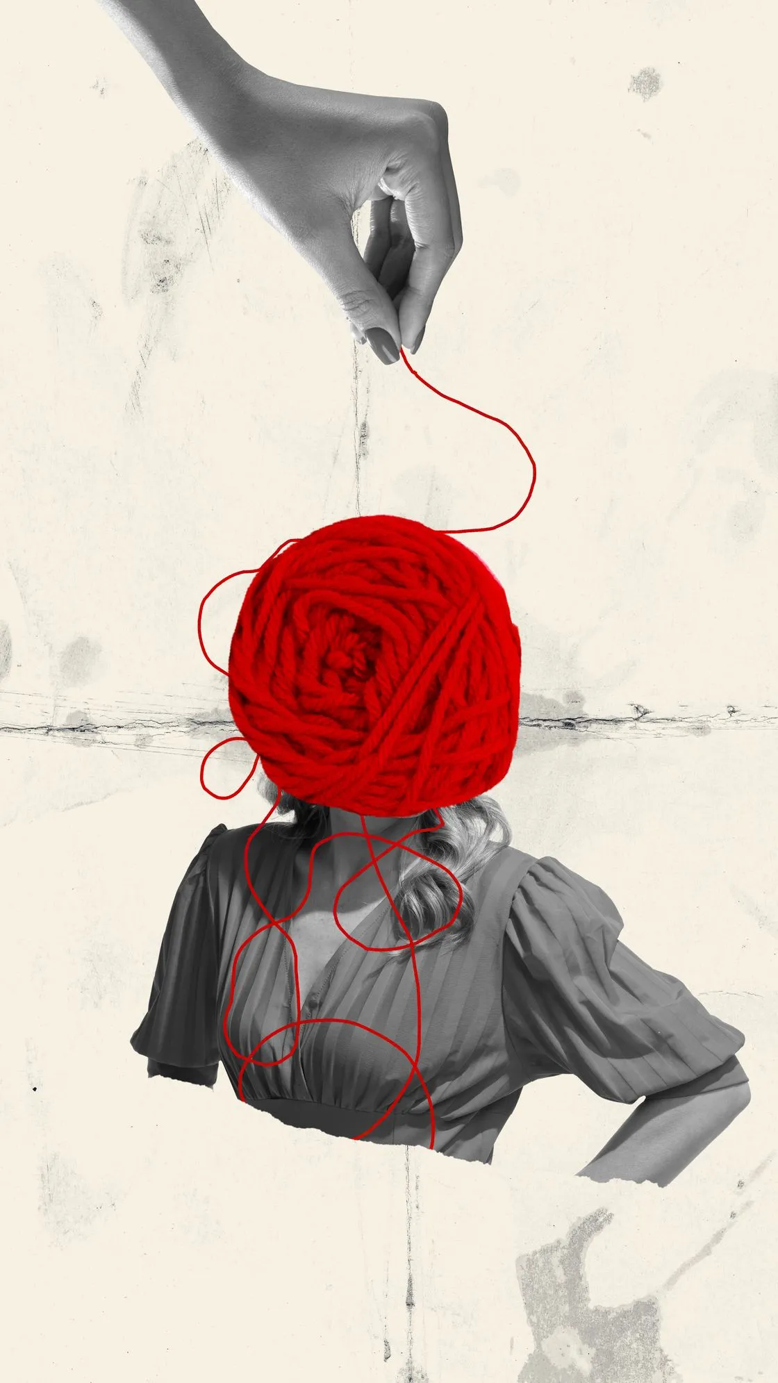 Illustration : une main tire un fil rouge relié à une pelote, symbolisant la construction de liens netlinking